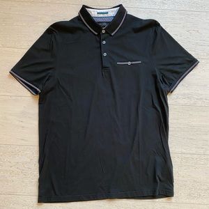 Ted Baker navy mens polo with white trim - L / 4